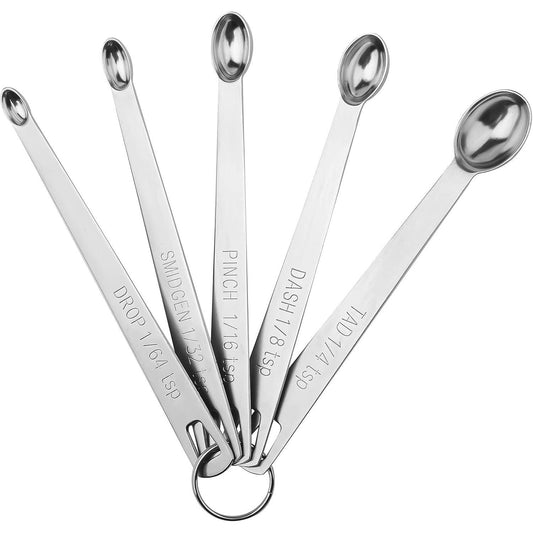 Mini Stainless Steel Teaspoon Measuring Spoon Set (1/4, 1/8, 1/16, 1/32, 1/64) - Anjelstore 